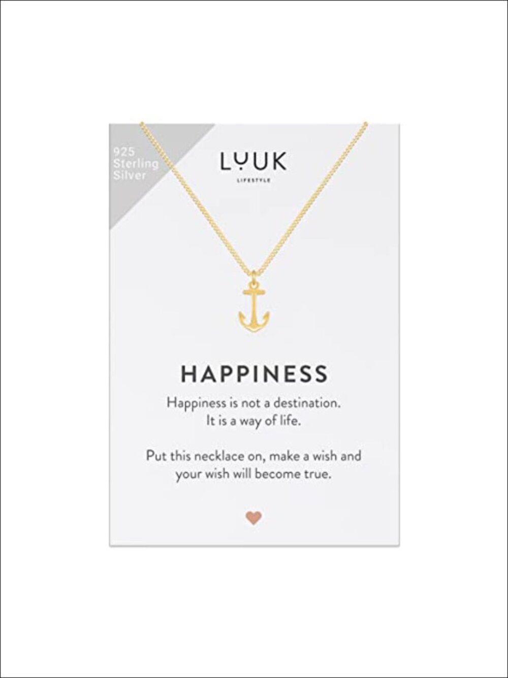 LUUK LIFESTYLE Sterling Silver Anchor Pendant Necklace with Gift Card